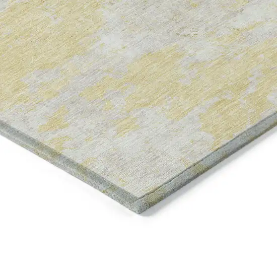 Gold Wheat And Beige Floral Washable Indoor Outdoor Area Rug Photo 4