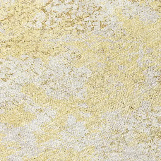 Gold Wheat And Beige Floral Washable Indoor Outdoor Area Rug Photo 8