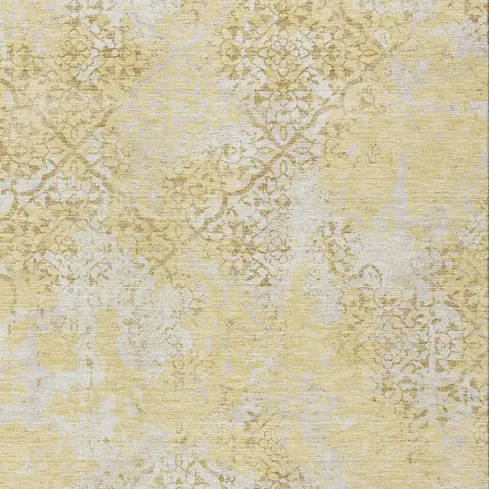 Gold Wheat And Beige Floral Washable Indoor Outdoor Area Rug Photo 5