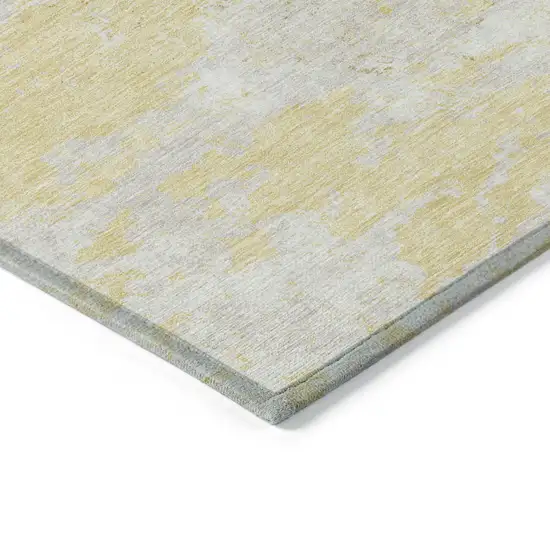 Gold Wheat And Beige Floral Washable Indoor Outdoor Area Rug Photo 5