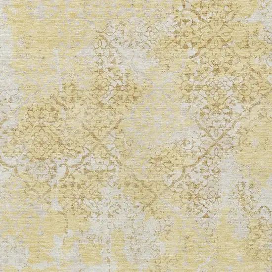 Gold Wheat And Beige Floral Washable Indoor Outdoor Area Rug Photo 6