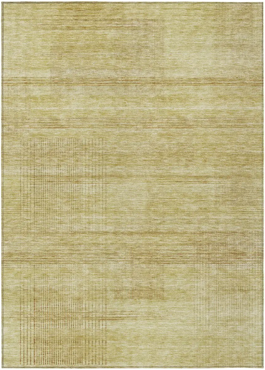 Gold Wheat And Beige Striped Washable Indoor Outdoor Area Rug Photo 2