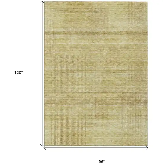 Gold Wheat And Beige Striped Washable Indoor Outdoor Area Rug Photo 3