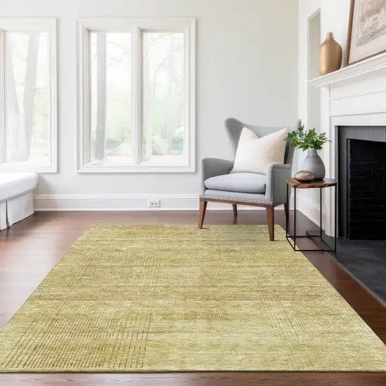 Gold Wheat And Beige Striped Washable Indoor Outdoor Area Rug Photo 9