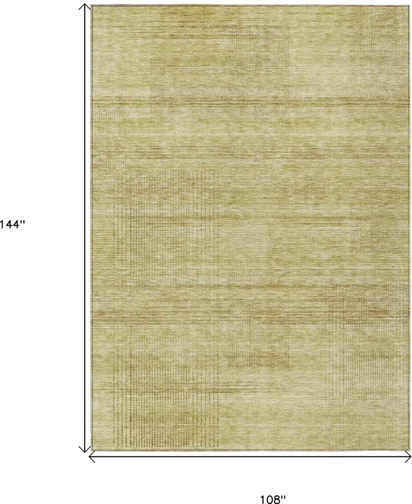Gold Wheat And Beige Striped Washable Indoor Outdoor Area Rug Photo 3