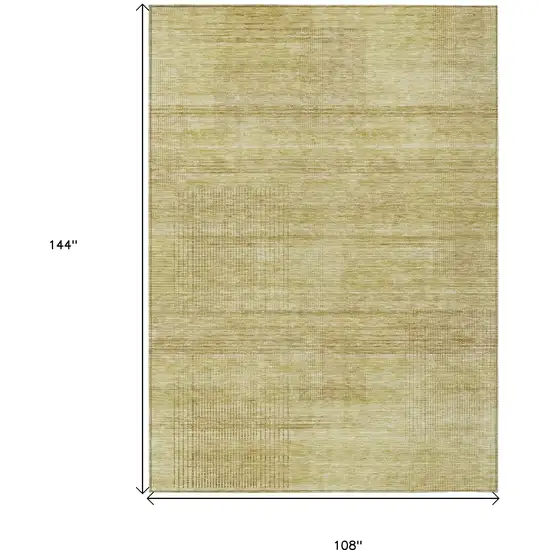 Gold Wheat And Beige Striped Washable Indoor Outdoor Area Rug Photo 3