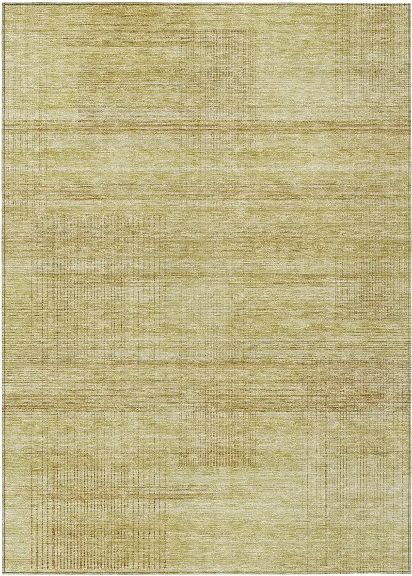 Gold Wheat And Beige Striped Washable Indoor Outdoor Area Rug Photo 2