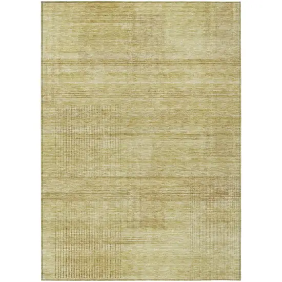Gold Wheat And Beige Striped Washable Indoor Outdoor Area Rug Photo 2