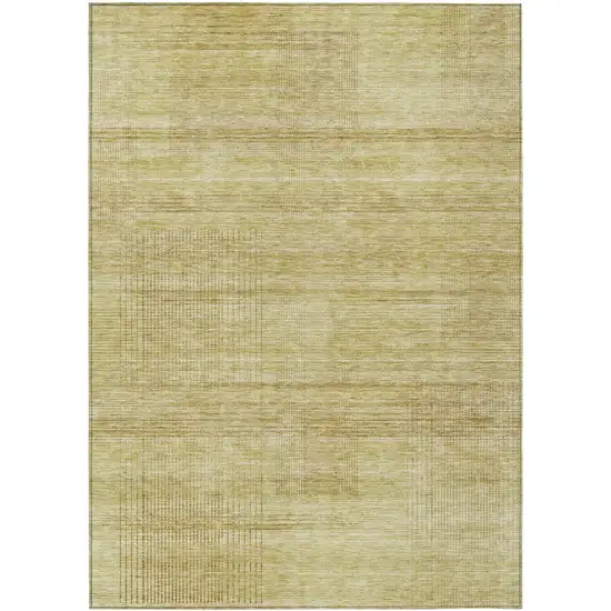 Gold Wheat And Beige Striped Washable Indoor Outdoor Area Rug Photo 2