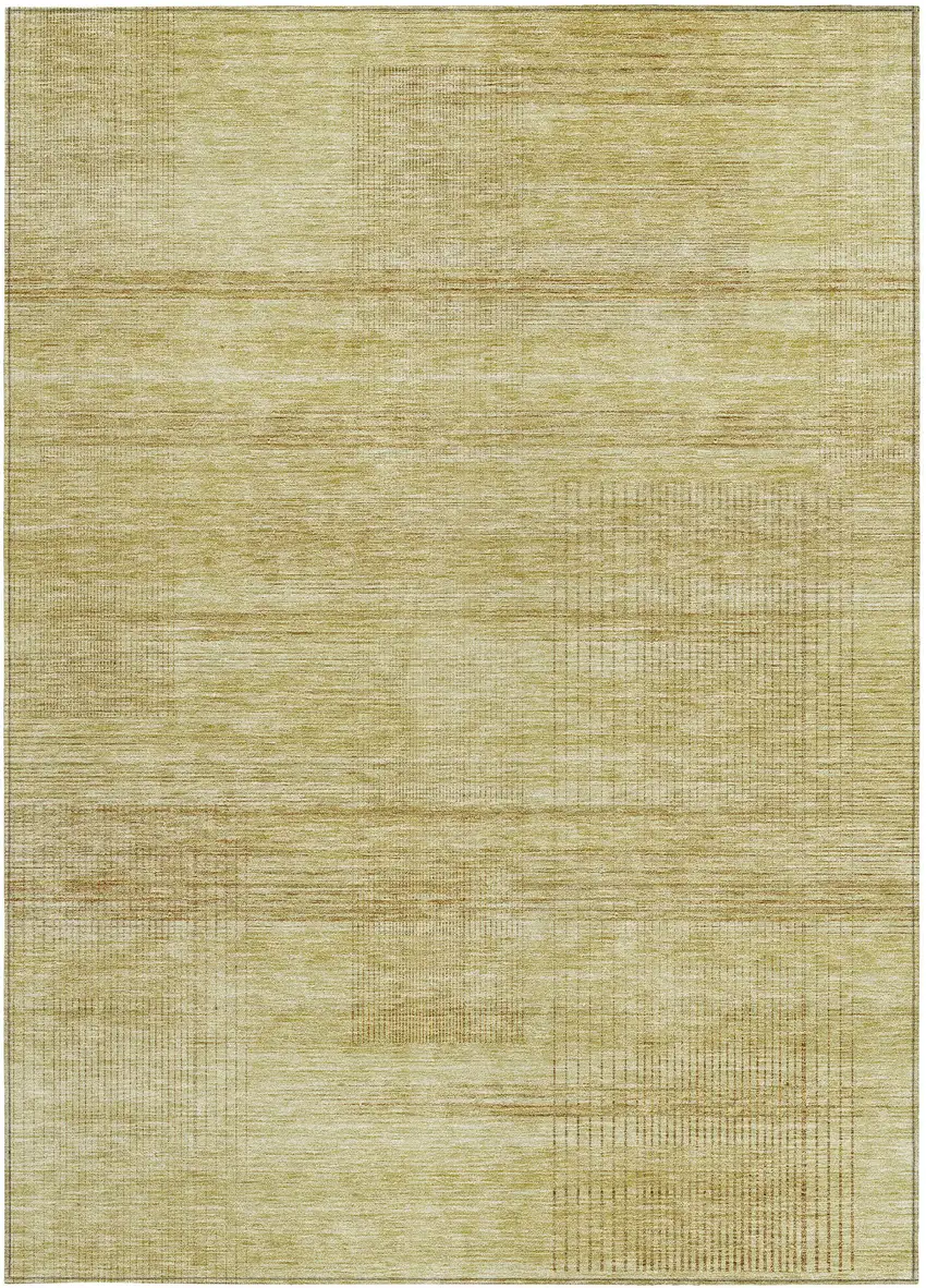 Gold Wheat And Beige Striped Washable Indoor Outdoor Area Rug Photo 7