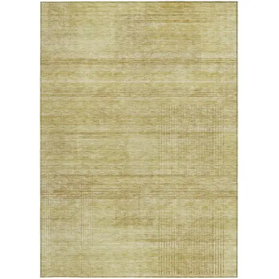 Gold Wheat And Beige Striped Washable Indoor Outdoor Area Rug Photo 7