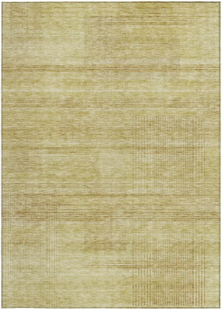 Gold Wheat And Beige Striped Washable Indoor Outdoor Area Rug Photo 7