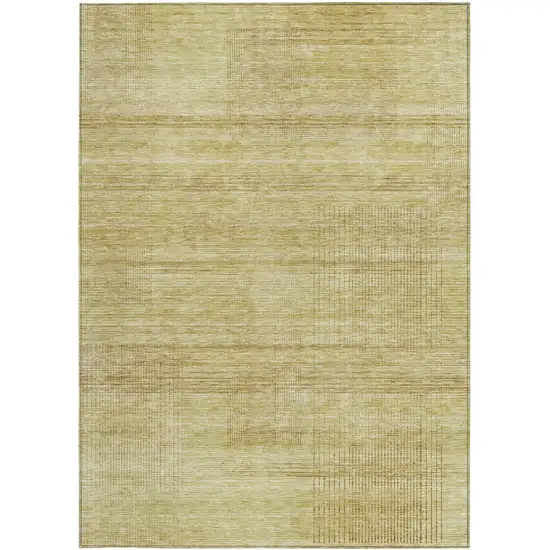 Gold Wheat And Beige Striped Washable Indoor Outdoor Area Rug Photo 7