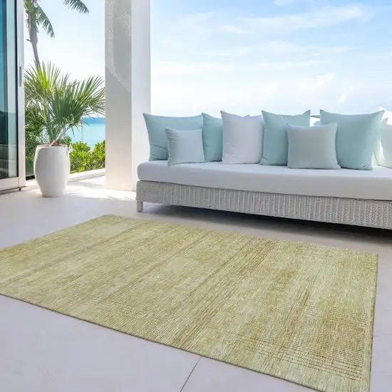 Gold Wheat And Beige Striped Washable Indoor Outdoor Area Rug Photo 8