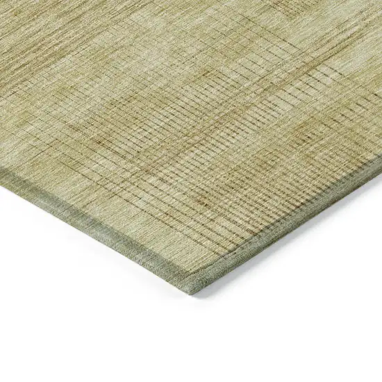 Gold Wheat And Beige Striped Washable Indoor Outdoor Area Rug Photo 5
