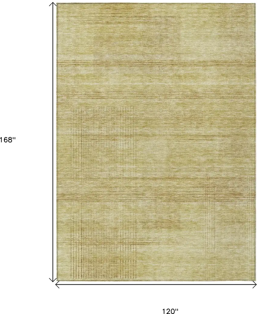 Gold Wheat And Beige Striped Washable Indoor Outdoor Area Rug Photo 3