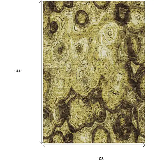 Gold Wheat And Chocolate Abstract Washable Indoor Outdoor Area Rug Photo 3
