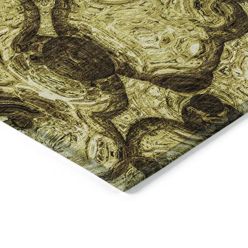 Gold Wheat And Chocolate Abstract Washable Indoor Outdoor Area Rug Photo 4