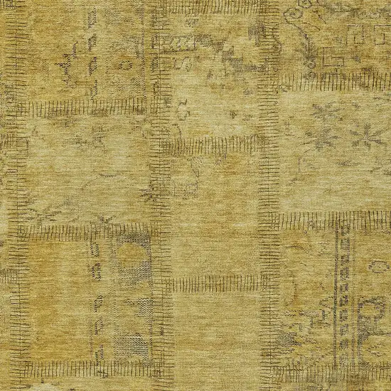 Gold Wheat And Gray Patchwork Washable Indoor Outdoor Area Rug Photo 5