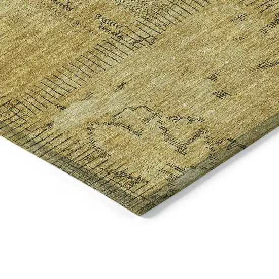 Gold Wheat And Gray Patchwork Washable Indoor Outdoor Area Rug Photo 3