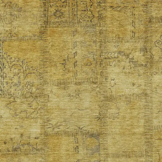 Gold Wheat And Gray Patchwork Washable Indoor Outdoor Area Rug Photo 4