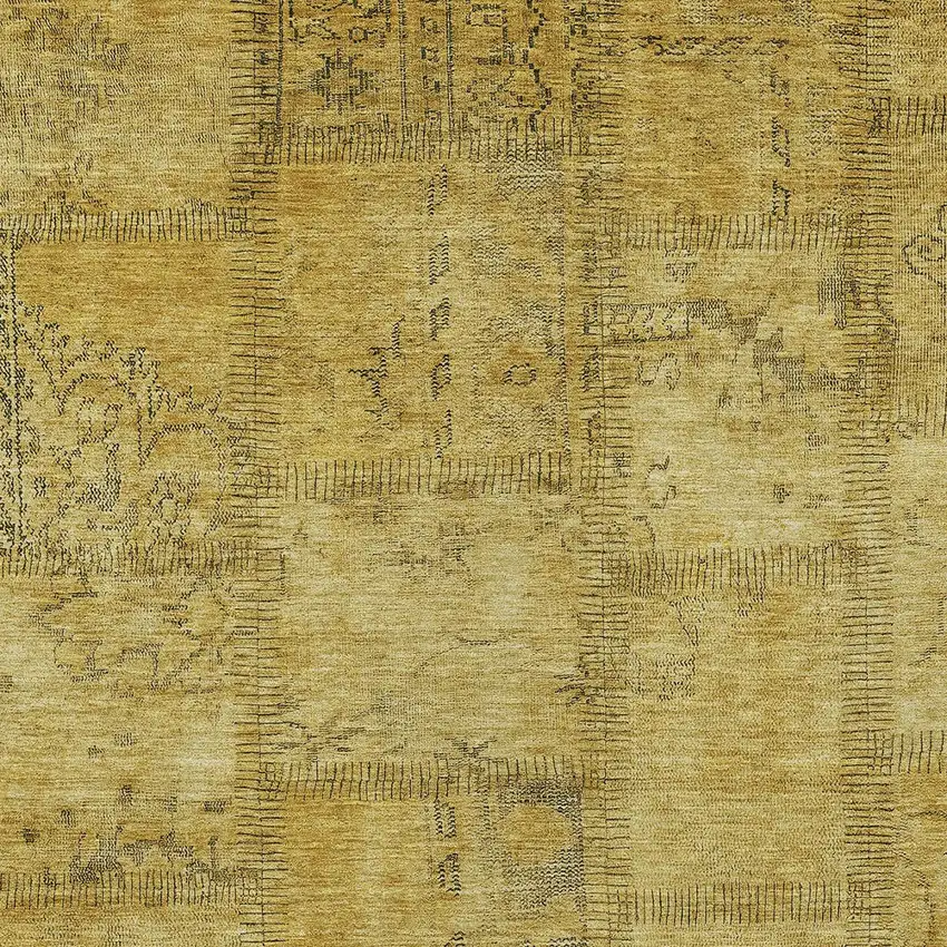 Gold Wheat And Gray Patchwork Washable Indoor Outdoor Area Rug Photo 4