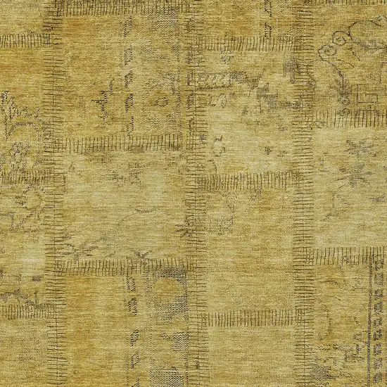 Gold Wheat And Gray Patchwork Washable Indoor Outdoor Area Rug Photo 5