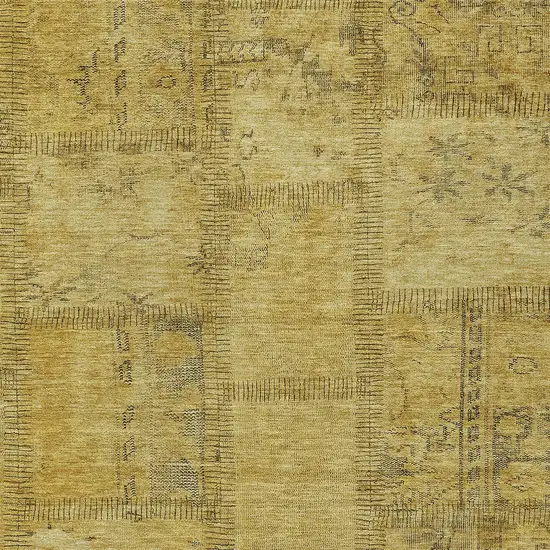 Gold Wheat And Gray Patchwork Washable Indoor Outdoor Area Rug Photo 5