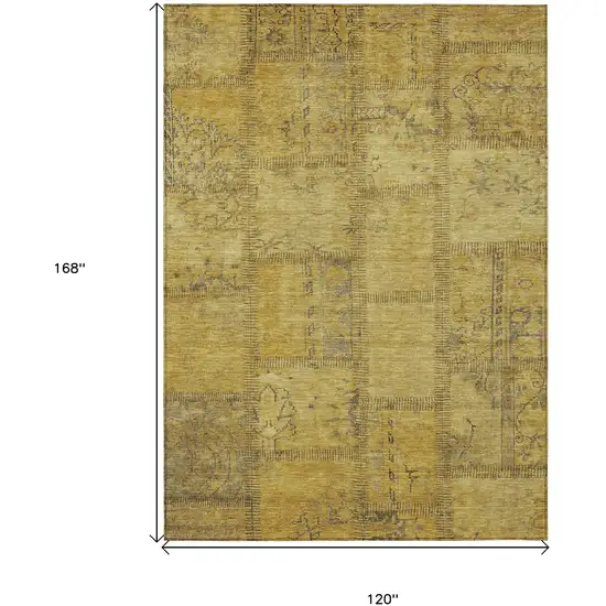 Gold Wheat And Gray Patchwork Washable Indoor Outdoor Area Rug Photo 3