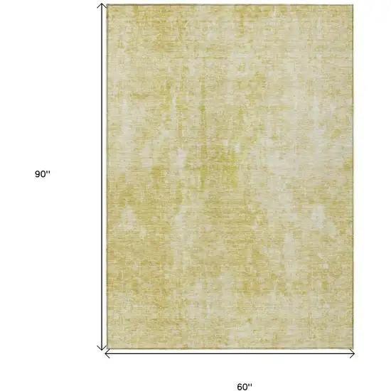 Gold Wheat And Ivory Abstract Washable Indoor Outdoor Area Rug Photo 3