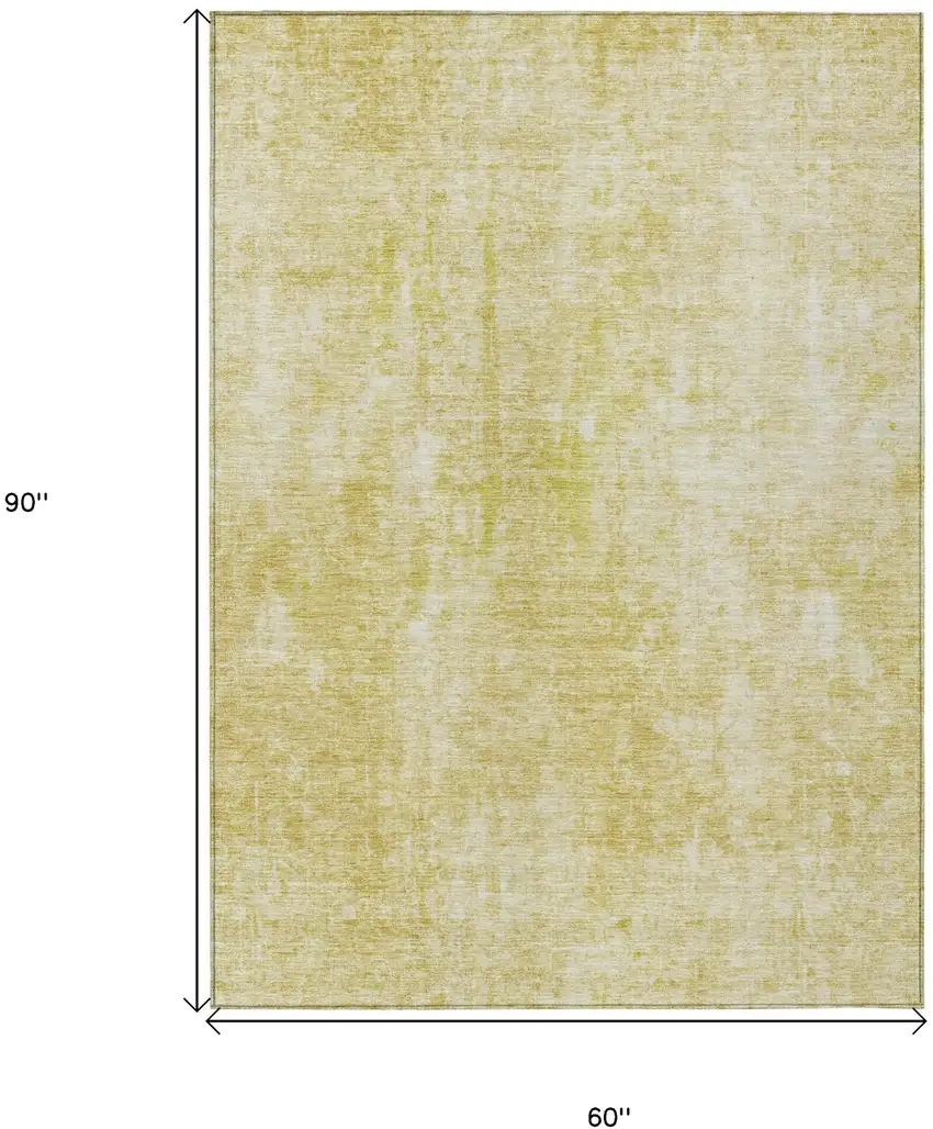 Gold Wheat And Ivory Abstract Washable Indoor Outdoor Area Rug Photo 3
