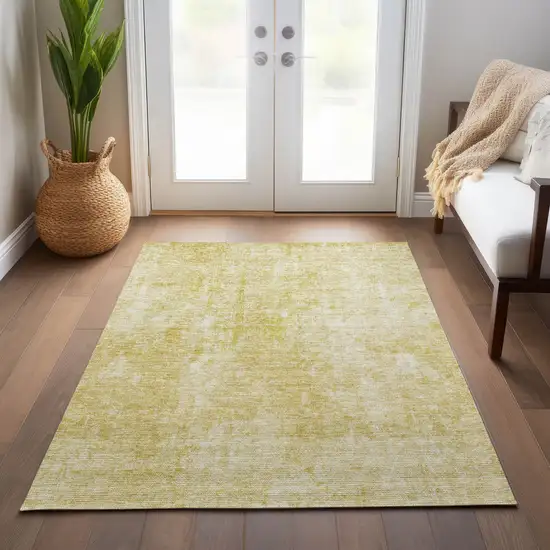 Gold Wheat And Ivory Abstract Washable Indoor Outdoor Area Rug Photo 8