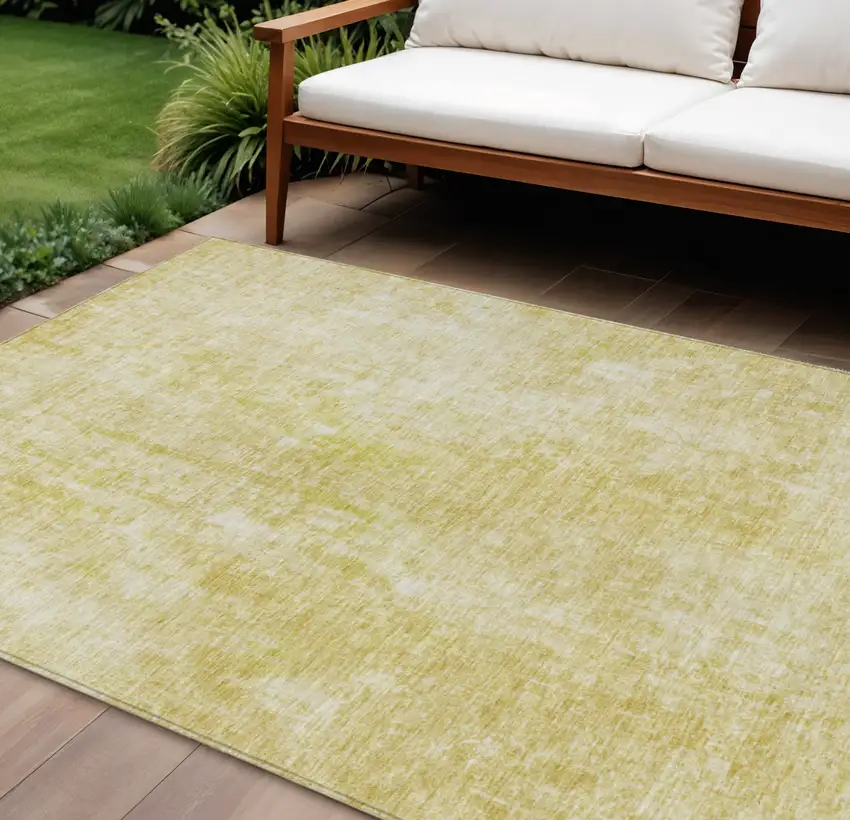 Gold Wheat And Ivory Abstract Washable Indoor Outdoor Area Rug Photo 1