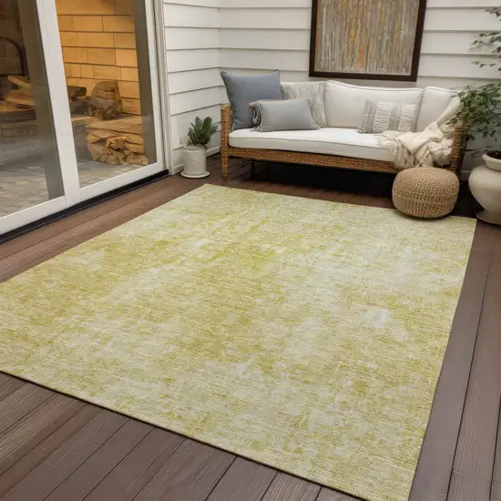 Gold Wheat And Ivory Abstract Washable Indoor Outdoor Area Rug Photo 9