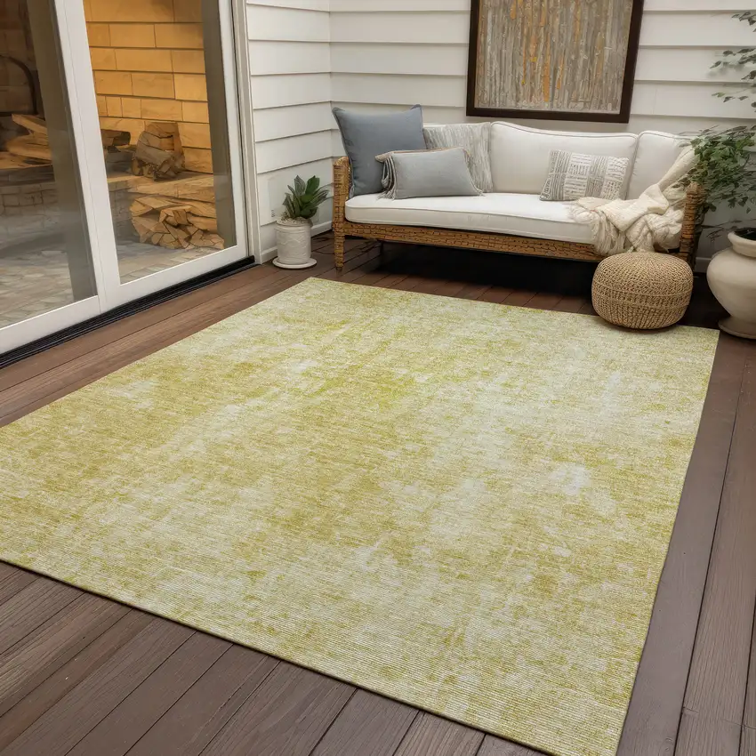 Gold Wheat And Ivory Abstract Washable Indoor Outdoor Area Rug Photo 9