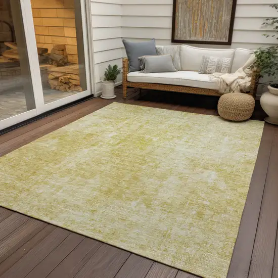 Gold Wheat And Ivory Abstract Washable Indoor Outdoor Area Rug Photo 9