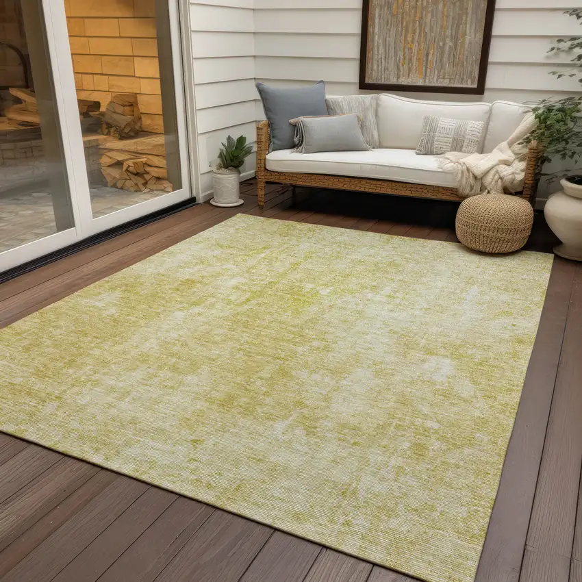 Gold Wheat And Ivory Abstract Washable Indoor Outdoor Area Rug Photo 9