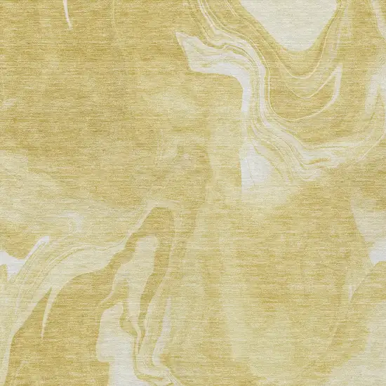 Gold Wheat And Ivory Abstract Washable Indoor Outdoor Area Rug Photo 6