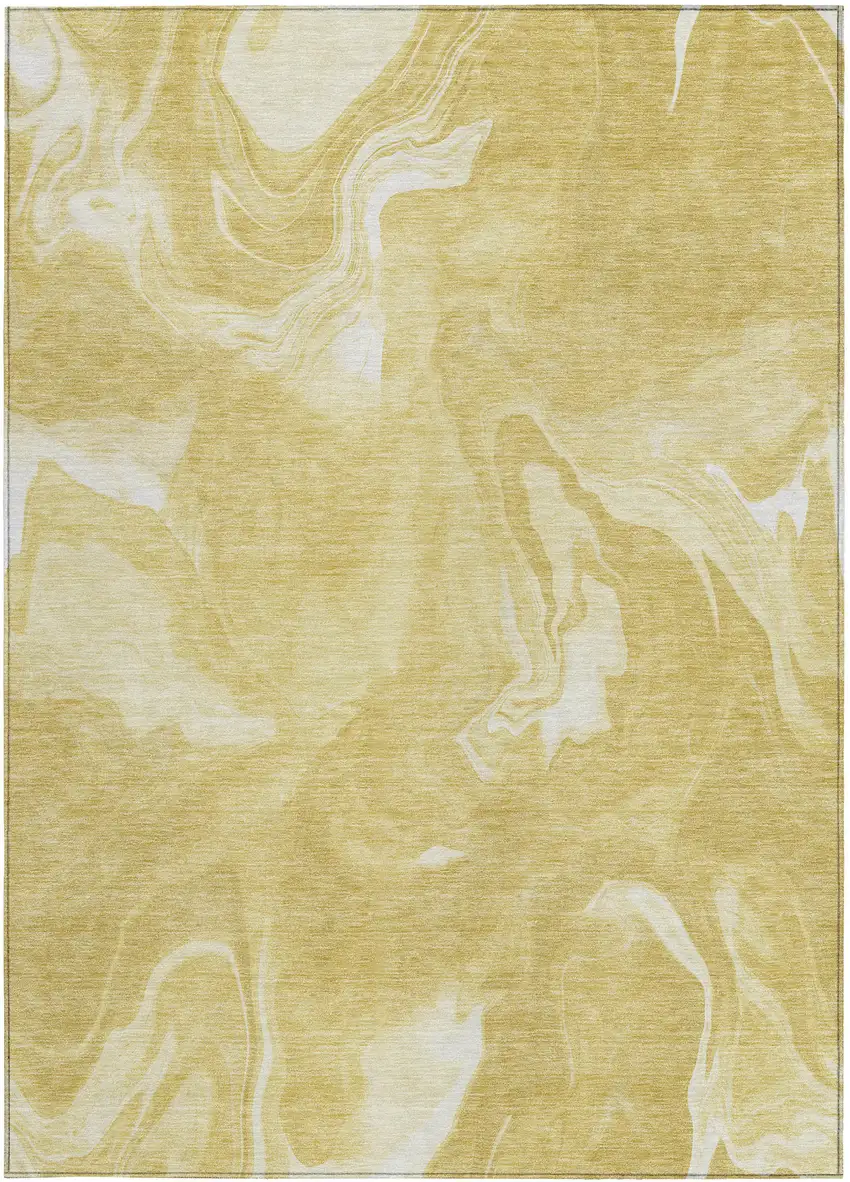 Gold Wheat And Ivory Abstract Washable Indoor Outdoor Area Rug Photo 7