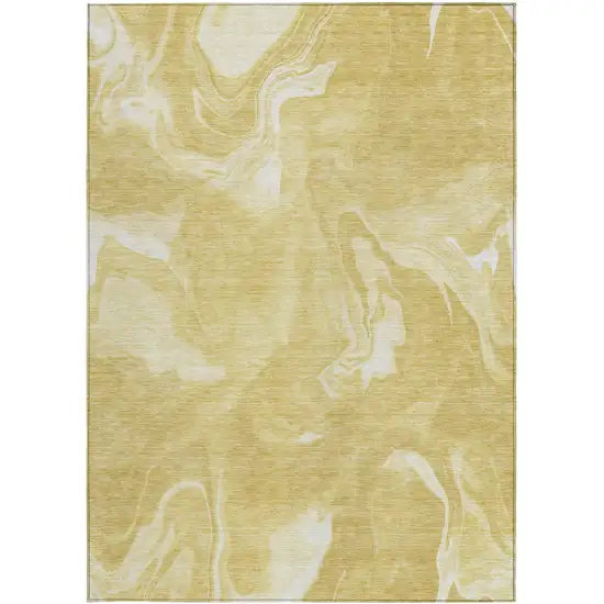 Gold Wheat And Ivory Abstract Washable Indoor Outdoor Area Rug Photo 7