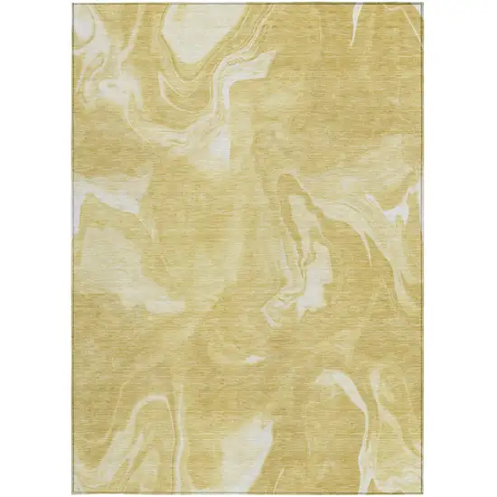 Gold Wheat And Ivory Abstract Washable Indoor Outdoor Area Rug Photo 7
