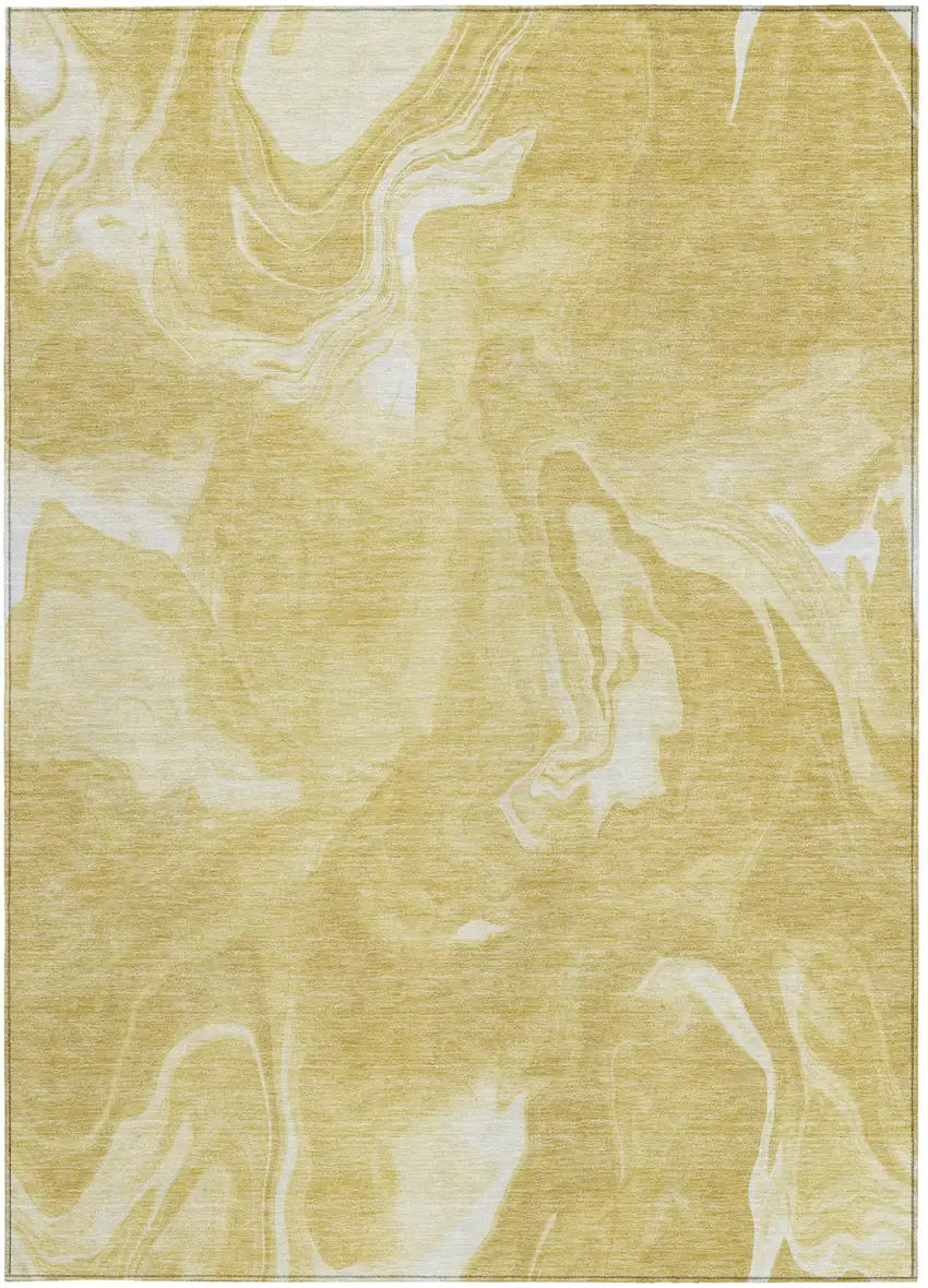 Gold Wheat And Ivory Abstract Washable Indoor Outdoor Area Rug Photo 7