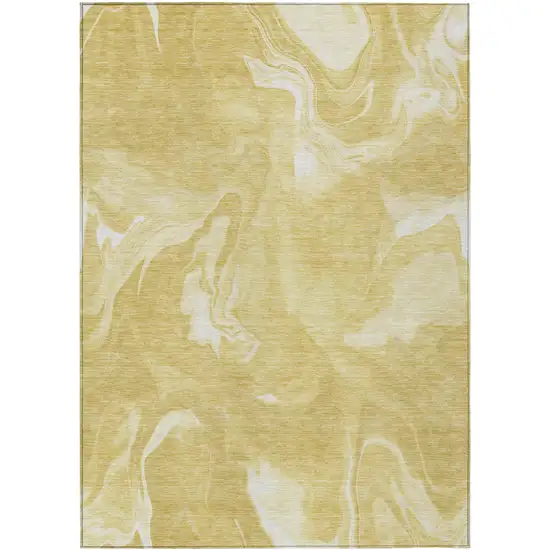 Gold Wheat And Ivory Abstract Washable Indoor Outdoor Area Rug Photo 2