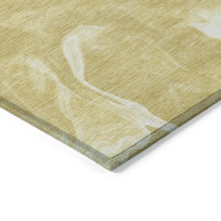 Gold Wheat And Ivory Abstract Washable Indoor Outdoor Area Rug Photo 5