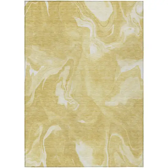 Gold Wheat And Ivory Abstract Washable Indoor Outdoor Area Rug Photo 2