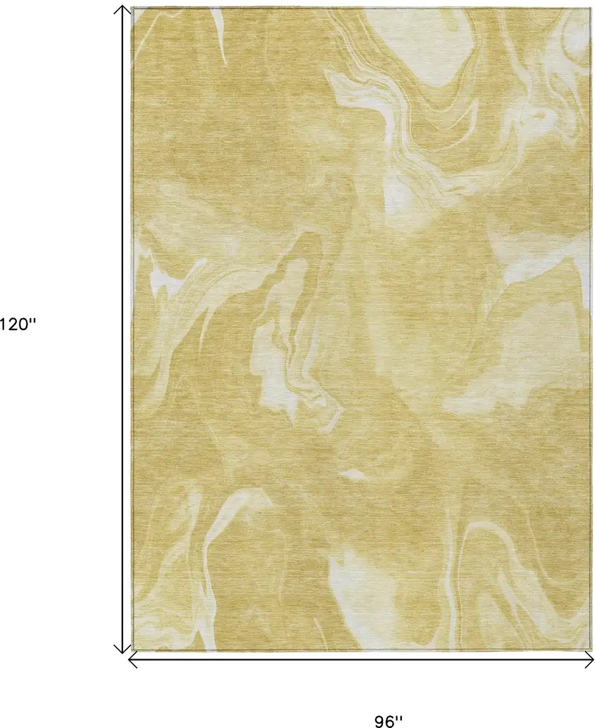Gold Wheat And Ivory Abstract Washable Indoor Outdoor Area Rug Photo 3