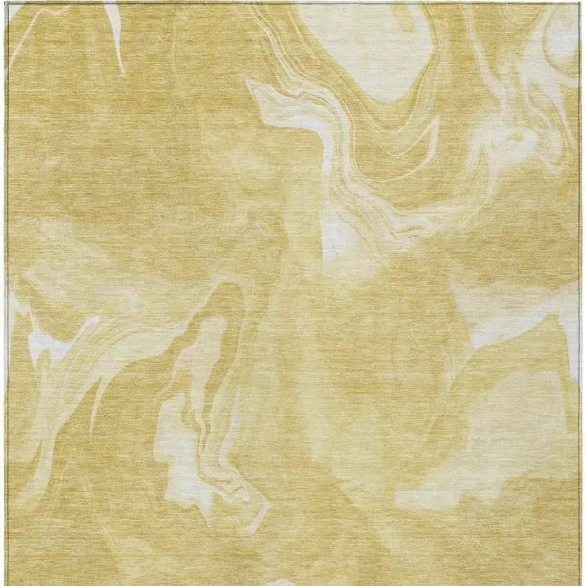 Gold Wheat And Ivory Abstract Washable Indoor Outdoor Area Rug Photo 7