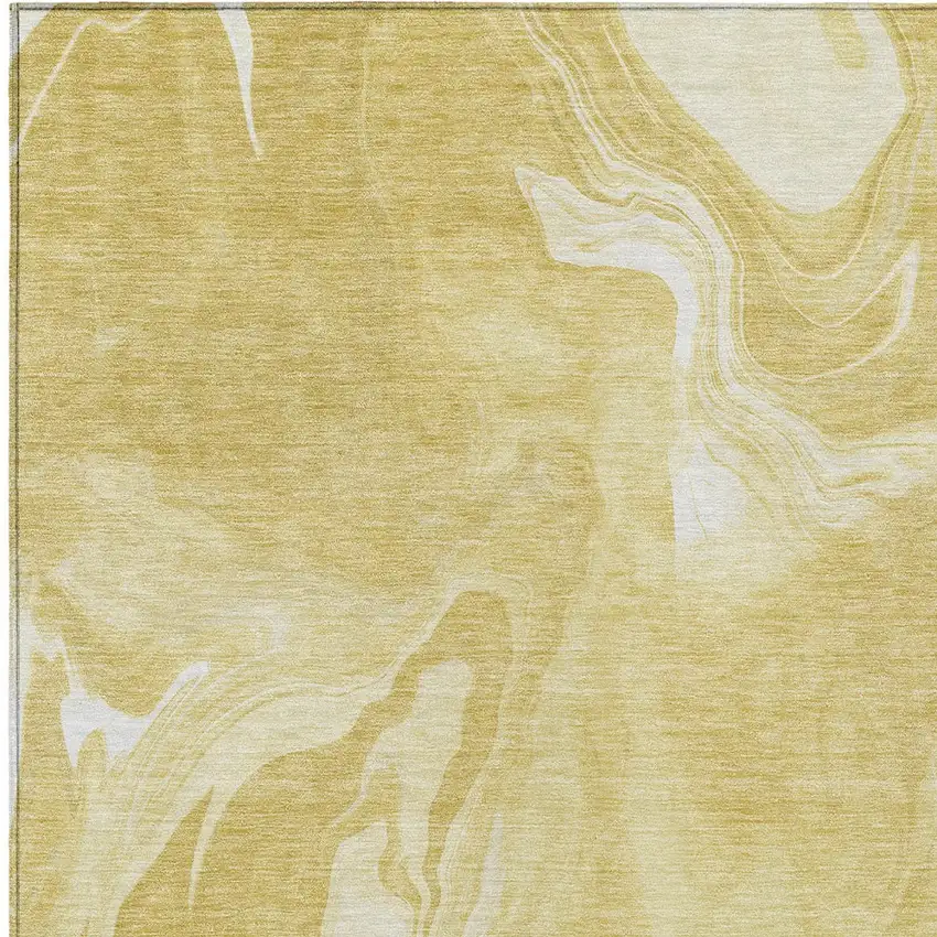 Gold Wheat And Ivory Abstract Washable Indoor Outdoor Area Rug Photo 6