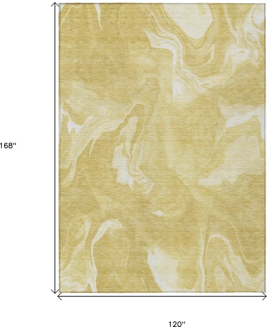 Gold Wheat And Ivory Abstract Washable Indoor Outdoor Area Rug Photo 3
