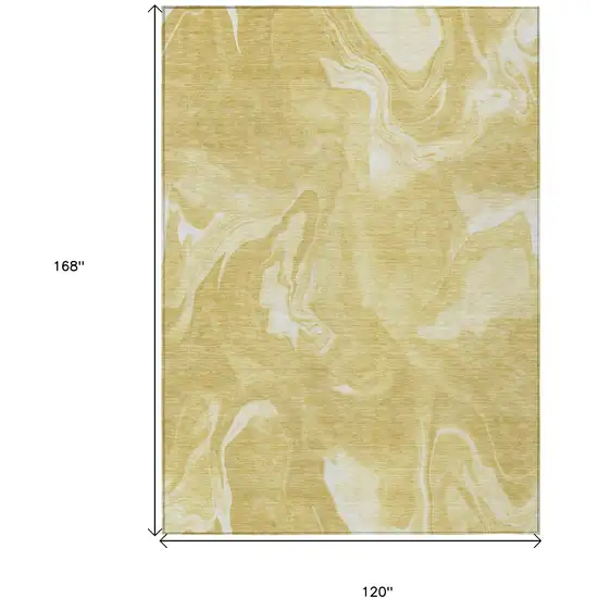 Gold Wheat And Ivory Abstract Washable Indoor Outdoor Area Rug Photo 3